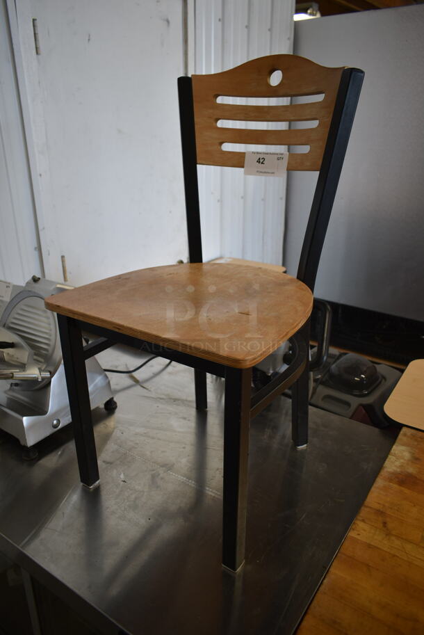 Wood Pattern Dining Height Chair on Black Metal Frame. - Image 2 of 3