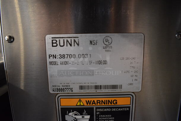 Bunn Model AXIOM-35-2 Stainless Steel Commercial Countertop 2 Burner Coffee Machine w/ Metal Brew Basket. 120/208-240 Volts, 1 Phase. 8x18x24 - Image 4 of 5