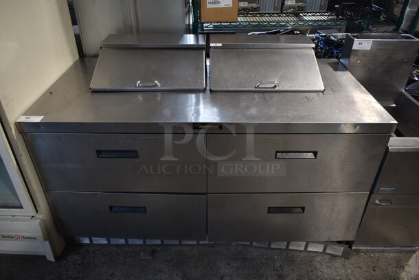 Delfield Stainless Steel Commercial Sandwich Salad Prep Table Bain Marie Mega Top w/ 4 Drawers. Tested and Powers On But Does Not Get Cold - Image 1 of 7