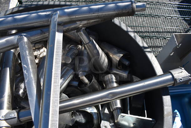 ALL ONE MONEY! Lot of Various Items Including Commercial Casters and Legs in Gray Poly Trash Can. 26x24x32 - Image 5 of 6