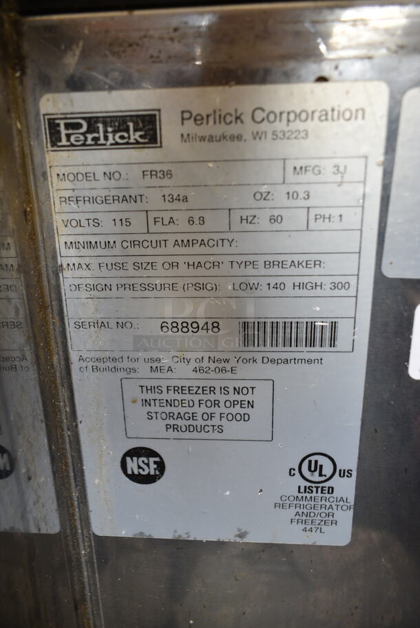 Perlick FR36 Metal Commercial Back Bar Bottle Cooler w/ Sliding Lid. 115 Volts, 1 Phase. Tested and Working! - Image 4 of 4