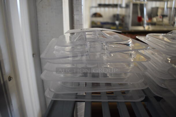 ALL ONE MONEY! Lot of 6 Winco Clear Poly 1/6 Size Drop In Bin Lids! One Is Notched - Image 2 of 3