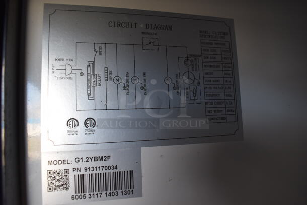 Chef AAA G1.2YBM2F Metal Commercial 2 Door Reach In Cooler Merchandiser w/ Poly Coated Racks on Commercial Casters. 115 Volts, 1 Phase. 52x30x83. Tested and Working! - Image 3 of 5