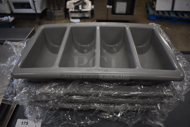 4 BRAND NEW! Gray Poly Silverware Bins. 21x13x4. 4 Times Your Bid!