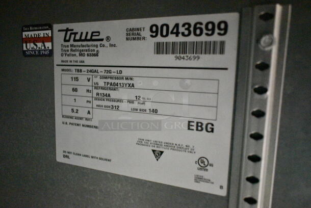 2017 True TBB-24GAL-72G-LD Metal Commercial 3 Door Back Bar Cooler Merchandiser. 115 Volts, 1 Phase. Tested and Working! - Image 6 of 6