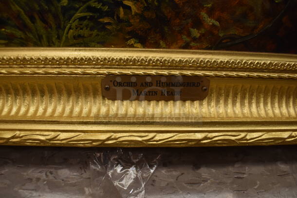 Framed Canvas Painting Reproduction of Orchid and Hummingbird by Martin Heade From Art Dealer Ed Mero! - Image 4 of 7