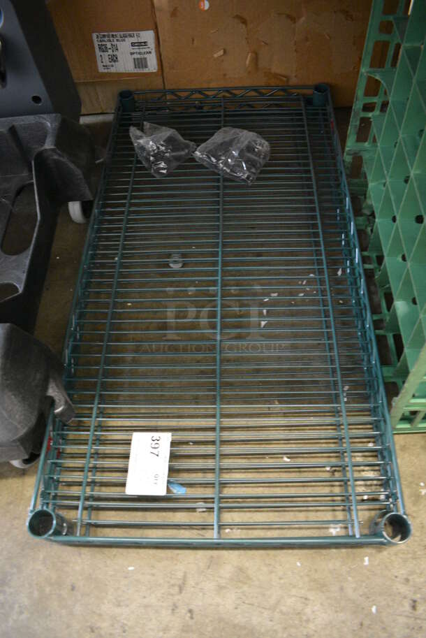 ALL ONE MONEY! Lot of 2 Green Finish Wire Shelves. 18x36x1.5