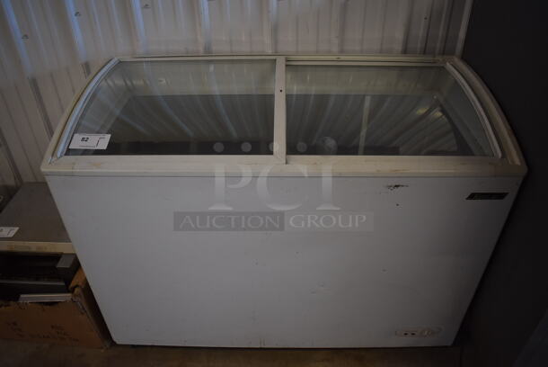 Turbo Air Metal Commercial Chest Freezer Merchandiser on Commercial Casters. 48x24x36. Tested and Working!