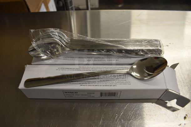 48 BRAND NEW IN BOX! Winco 0002-02 Stainless Steel Windsor Iced Teaspoons. 8". 48 Times Your Bid! - Image 1 of 4
