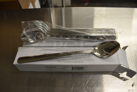 48 BRAND NEW IN BOX! Winco 0002-02 Stainless Steel Windsor Iced Teaspoons. 8". 48 Times Your Bid!