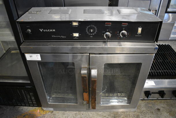 Vulcan ThermAire ET8 Stainless Steel Commercial Electric Powered Full Size Convection Oven w/ View Through Doors, Metal Oven Racks and Thermostatic Controls. 208 Volts, 3 Phase. 36x30x35