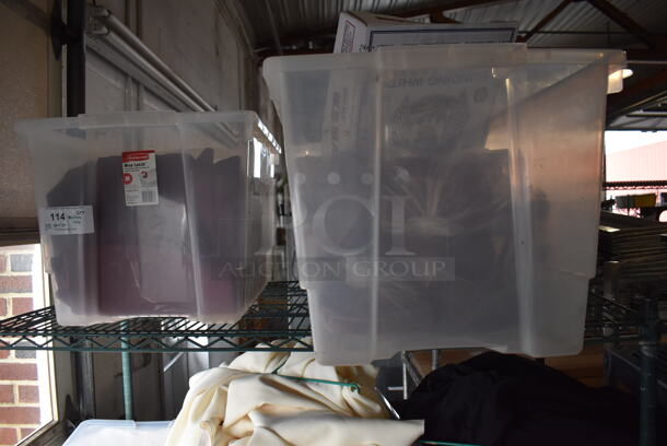 ALL ONE MONEY! Lot of 4 Tiers Worth of Various Items Including Tablecloths! Does Not Include Shelving Unit - Image 2 of 12