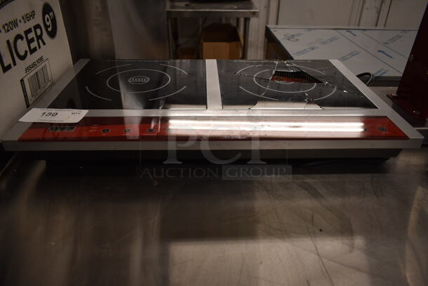 BRAND NEW SCRATCH AND DENT! 2023 Avantco 177IC18DB Stainless Steel Commercial Countertop Electric Powered 2 Burner Induction Range. See Pictures for Right Burner Damage. 120 Volts, 1 Phase.  - Image 3 of 5