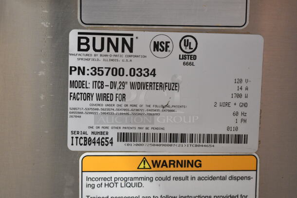 Bunn ITCB-DV Stainless Steel Commercial Countertop Iced Tea Machine. 120 Volts, 1 Phase.  - Image 5 of 5