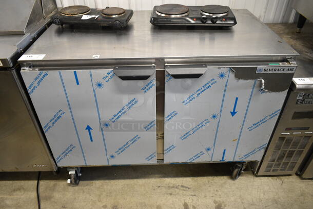 Beverage Air UCR48AHC Stainless Steel Commercial 2 Door Undercounter Cooler on Commercial Casters. 115 Volts, 1 Phase. Tested and Working!
 - Image 1 of 8
