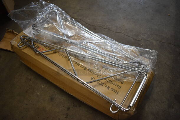 ALL ONE MONEY! Lot of 20 BRAND NEW IN BOX! Winco Chrome Finish Shelving Wall Mount Brackets. 20x3x8 - Image 2 of 3