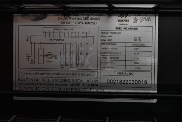 BRAND NEW SCRATCH AND DENT! Danby DBC2760BLS Stainless Steel Dual Zone 27 Bottle Built-In French Door Beverage Wine Cooler Merchandiser. 115 Volts, 1 Phase. Tested and Working! - Image 5 of 5