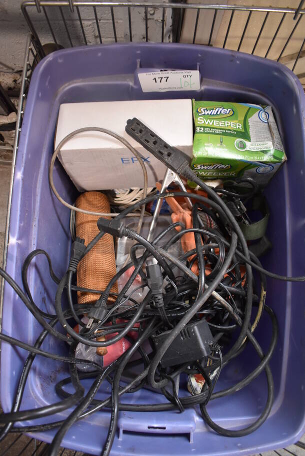 ALL ONE MONEY! Lot of Various Wires, Bin, and Metal Basket - Image 3 of 4