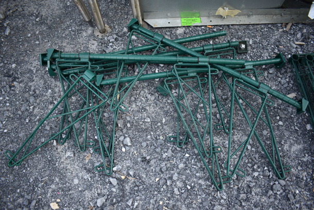 ALL ONE MONEY! Lot of 6 Green Finish Wire Shelves and 5 Brackets on Poles. Includes 30x14x1.5, 60x14x1.5 - Image 2 of 4