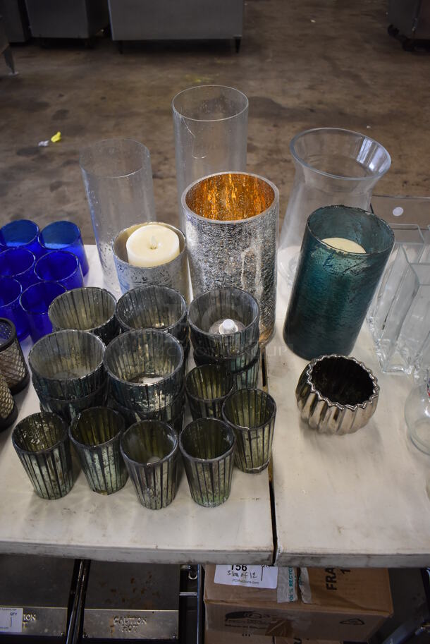 ALL ONE MONEY! Lot of Contents on Table Including Votives, Vases and Glasses! - Image 8 of 11