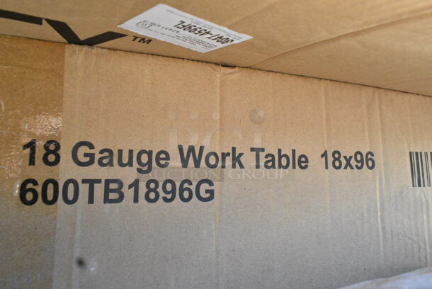 BRAND NEW SCRATCH AND DENT! Regency 600TB1896G 18" x 96" 18-Gauge 304 Stainless Steel Commercial Work Table with 4" Backsplash and Galvanized Undershelf. May Be Missing Pieces.  - Image 2 of 2