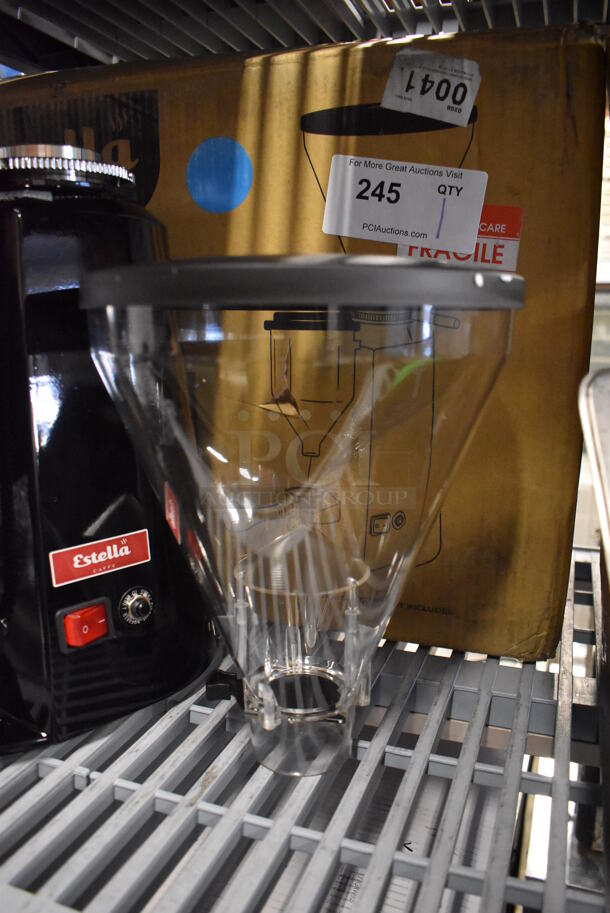 BRAND NEW IN BOX! Estella Caffe 236ECEGOD Stainless Steel Commercial Countertop On Demand Espresso Bean Grinder. 120 Volts, 1 Phase. 9x11x24. Tested and Working! - Image 4 of 6