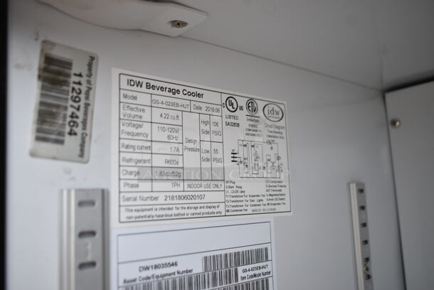 IDW GS-4-023EB-HUT Metal Commercial Single Door Mini Cooler Merchandiser. 110-120 Volts, 1 Phase. Tested and Working! - Image 5 of 5