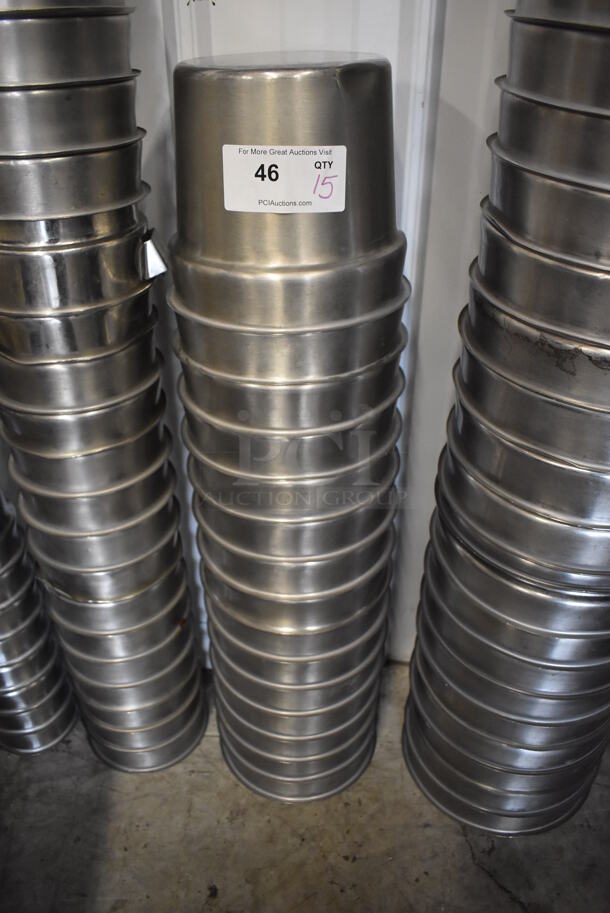 ALL ONE MONEY! Lot of 15 Stainless Steel Cylindrical Drop In Bins. 9.5x9.5x8
