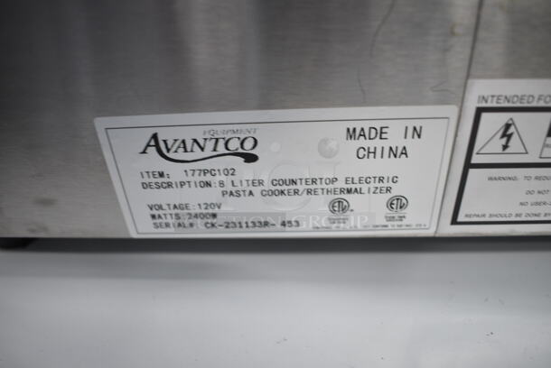 BRAND NEW SCRATCH AND DENT! 2023 Avantco 177PC102 2 Gallon / 8 Liter Electric Countertop Two Section Pasta Cooker w/ 4 Metal Fry Baskets. 120 Volts, 1 Phase. - Image 7 of 7