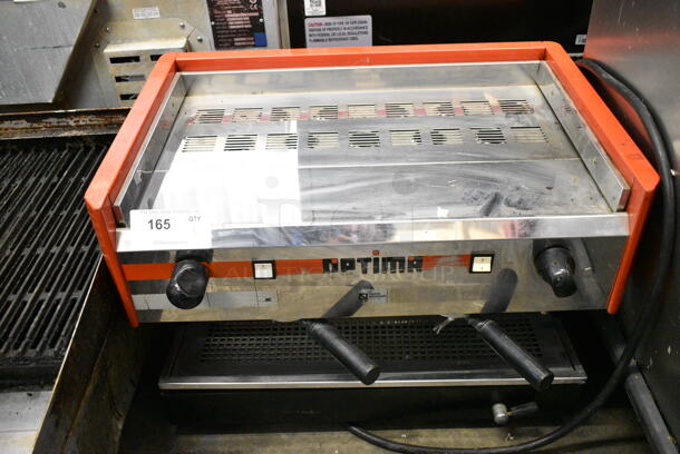 Optima Stainless Steel Commercial Countertop 2 Group Espresso Machine w/ 2 Portafilters. 208 Volts, 1 Phase.  - Image 1 of 9