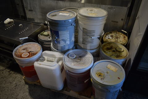 PALLET LOT of 15 Various Barrels of Cleaner. 