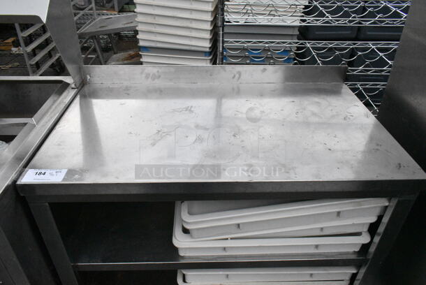 Stainless Steel Commercial Table w/ 2 Under Shelves, Back Splash and White Poly Dough Bins.  - Image 2 of 4