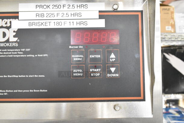 2019 Southern Pride SRG-400 Stainless Steel Commercial Floor Style Natural Gas Powered Smoker on Commercial Casters. 65,000 BTU.  - Image 4 of 10