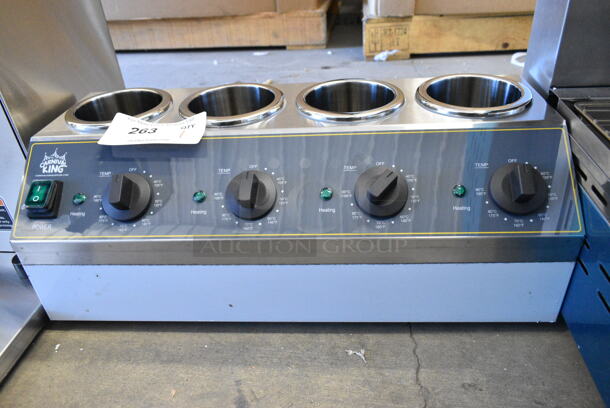 BRAND NEW SCRATCH AND DENT! Carnival King 382SBW4 Stainless Steel Quad 32 oz. Sauce / Topping Bottle Warmer. 120 Volts, 1 Phase. Tested and Working! - Image 3 of 5