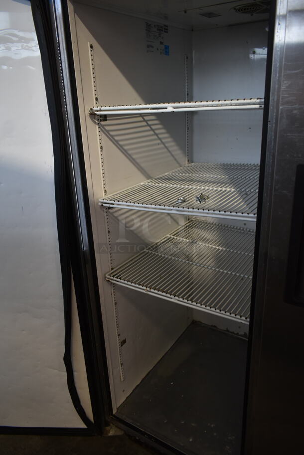 2012 True TG2R-2S ENERGY STAR Stainless Steel Commercial 2 Door Reach In Cooler w/ Poly Coated Racks on Commercial Casters. 115 Volts, 1 Phase. Tested and Working! - Image 4 of 7
