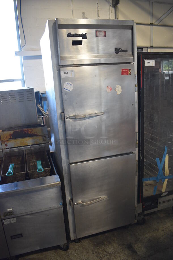 Continental Model C-1FDA-2S Stainless Steel Commercial 2 Half Size Door Reach In Cooler on Commercial Casters. 29x36x82.5. Tested and Working! - Image 2 of 7