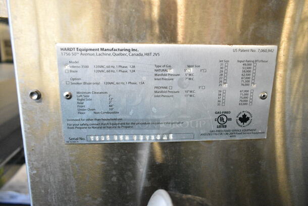 2 Hardt Model Inferno 3500 Stainless Steel Commercial Natural Gas Powered Rotisserie Ovens on Commercial Casters. Each Oven Has a 40 Bird Capacity. 76,000 BTU. 2 Times Your Bid! - Image 11 of 12