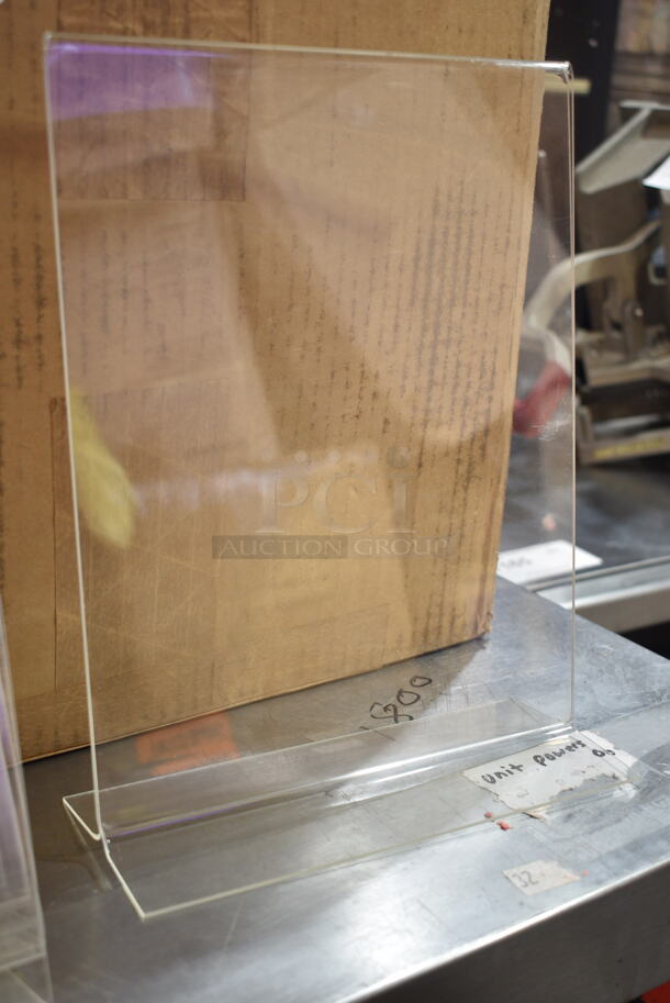 ALL ONE MONEY! Lot of Clear Poly Tabletop Paper Holders; 12 Small, 35 Medium, 1 Large. Includes 6x3x9 - Image 6 of 8