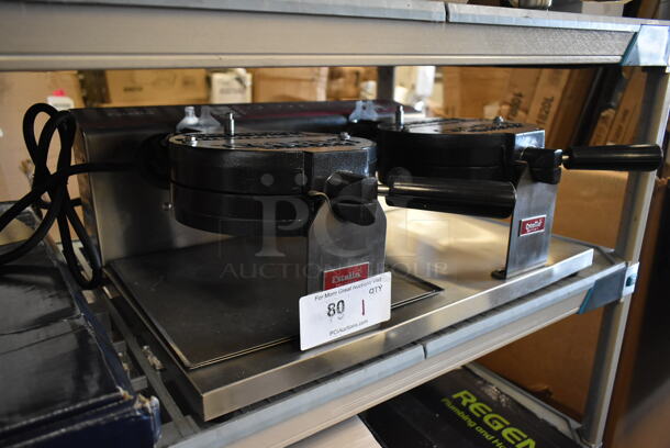 BRAND NEW SCRATCH AND DENT! Estella 348WSMX2A Stainless Steel Commercial Countertop Double Waffle Maker. 120 Volts, 1 Phase. Tested and Working! - Image 3 of 9