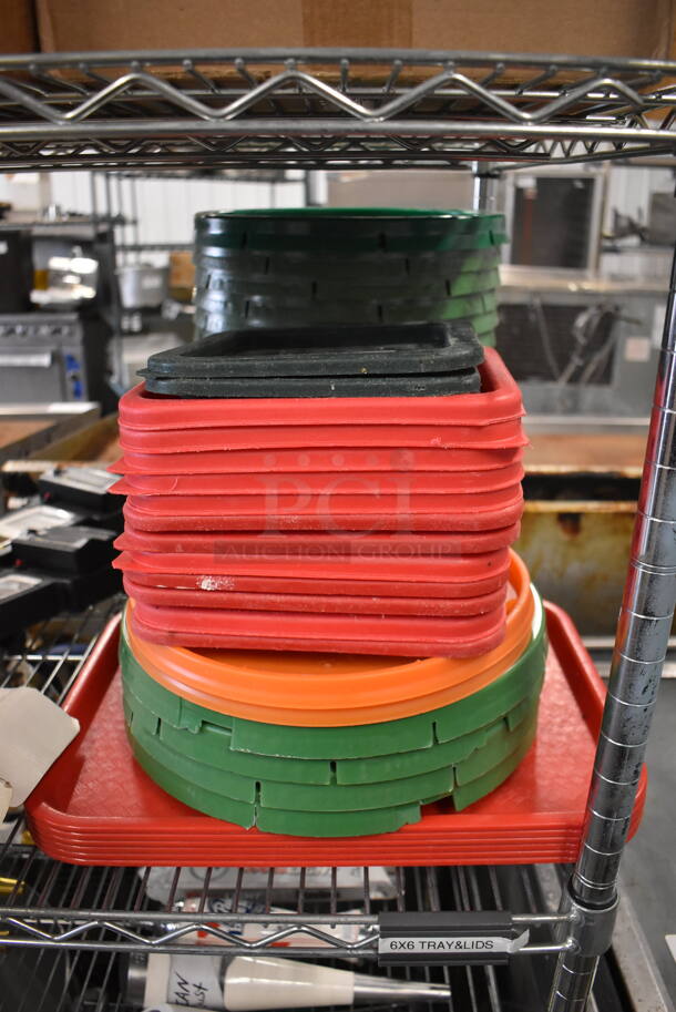 ALL ONE MONEY! Lot of Various Poly Lids and Trays - Image 1 of 3