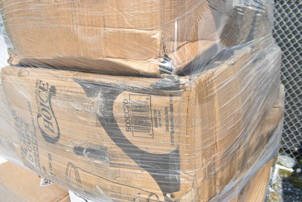 PALLET LOT of 35 BRAND NEW Boxes Including 130BKKNIFEH Choice Black Heavy Weight Plastic Knife - 1000/Case, 130BKSSPOONH Choice Black Heavy Weight Plastic Soup Spoon - 1000/Case, 500CC20 Choice Clear PET Customizable Plastic Cold Cup - 20 oz. - 600/Case, 128HD12COMBO ChoiceHD 12 oz. Microwavable Translucent Plastic Deli Container and Lid Combo Pack - 240/Case, 2 Box Choice 1.5 oz Portion Cups, 500CC24 Choice Clear PET Customizable Plastic Cold Cup - 24 oz. - 600/Case, 2 box 129MCS28B Choice 28 oz. Black Rectangular Microwavable Heavy Weight Container with Lid 8 3/4" x 6 1/4" x 1 3/4" - 150/Case, 5002TP3X496P Lavex Premium 3 1/2" x 4 1/2" Individually Wrapped 2-Ply Standard 500 Sheet Toilet Paper Roll - 96/Case, 612527L Choice 7" Round Foil-Laminated Board Lid - 500/Case, 500TW16S Choice 16 oz. Translucent Thin Wall Squat Plastic Cold Cup - 1000/Case, 130TRAY16 Visions Black PET Plastic 16" Thermoform Catering / Deli Tray - 25/Case, 500CC9 Choice 9 oz. Clear PET Customizable Plastic Squat Cold Cup - 1000/Case, 2 Box 5001RT800N Lavex 8" Natural Kraft Hardwound Paper Towel, 800 Feet / Roll - 6/Case, 164VYCHAIRBK Lancaster Table & Seating Vineyard Series Smokey Black Outdoor Cross Back Chair. 35 Times Your Bid!  - Image 3 of 12