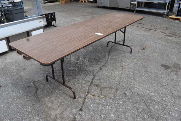 Wood Colored Folding Table w/ Metal Legs - Image 2 of 3