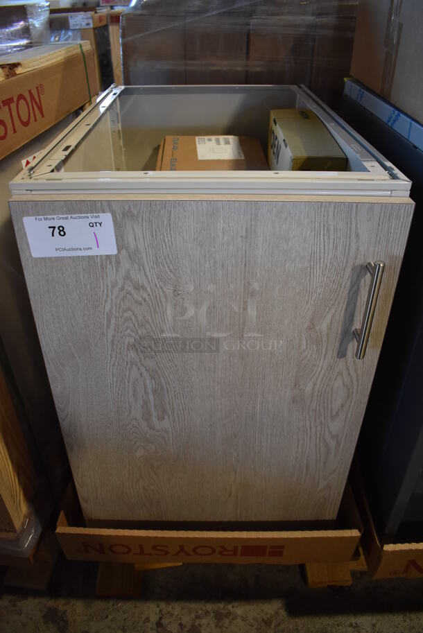 BRAND NEW! Royston Wood Pattern Single Door Cabinet w/ Elkay Sink Basin and Moen Faucet. 18x30x27 - Image 1 of 10