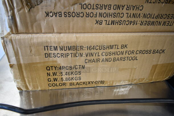 3 Boxes of 4 BRAND NEW SCRATCH AND DENT! Lancaster Table & Seating 164CUSHMTLBK 2 1/2" Black Vinyl Padded Seat for Metal Frame Seating. 3 Times Your Bid!  - Image 5 of 5