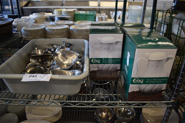 ALL ONE MONEY! Tier Lot of Various Items Including Metal Gravy Boats and Choice Beverage Server Urns