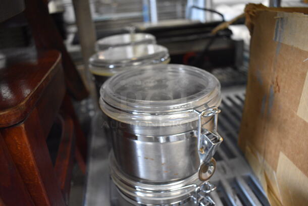 7 Metal Containers w/ Clear Hinge Lid. 5x5x4. 7 Times Your Bid!