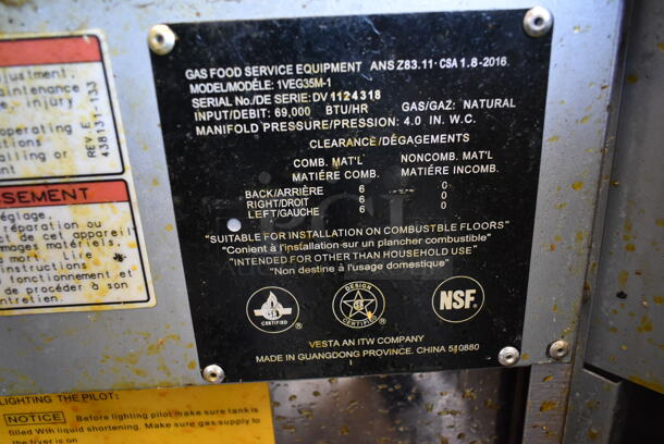 Vulcan 1VEG35M-1 Stainless Steel Commercial Natural Gas Powered Deep Fat Fryer w/ 2 Metal Fry Baskets. 69,000 BTU.  - Image 7 of 8