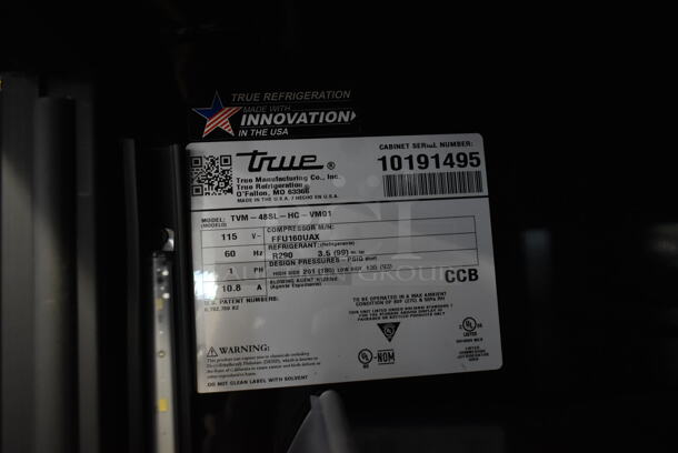 2021 True TVM-48SL-HC-VM01 Metal Commercial 2 Door Reach In Cooler Merchandiser w/ Poly Coated Racks. 115 Volts, 1 Phase. Tested and Powers On But Does Not Get Cold - Image 5 of 6
