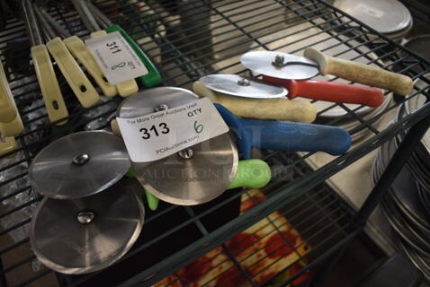 6 Stainless Steel Pizza Pie Cutters. 9". 6 Times Your Bid!