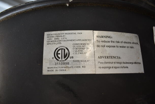 FES50-F1 Metal Floor Style Fan. 120 Volts, 1 Phase. Tested and Working! - Image 5 of 5